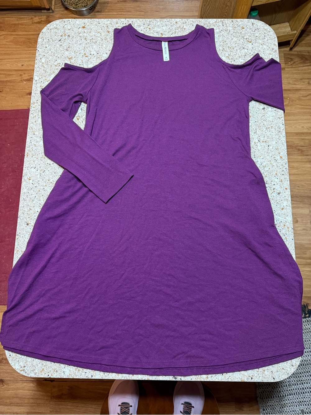 Zenana Outfitters Purple Cold-Shoulder Long Sleeve Dress